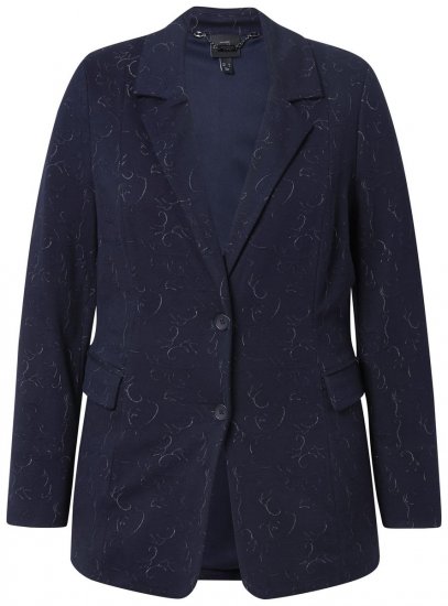 Ulla Popken 841163 Jerseyblazer aus Jacquard Dunkelblau - Blazer - Blazer in großen Größen für Damen