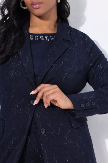 Ulla Popken 841163 Jerseyblazer aus Jacquard Dunkelblau - Blazer - Blazer in großen Größen für Damen