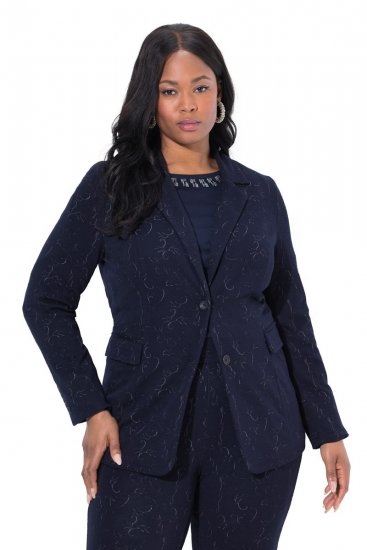 Ulla Popken 841163 Jerseyblazer aus Jacquard Dunkelblau - Blazer - Blazer in großen Größen für Damen