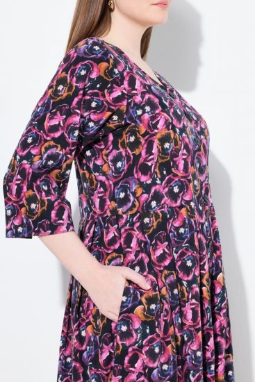 Ulla Popken 841219 Geblümtes Maxikleid Dunkellila - Maxikleider - Maxikleider in großen Größen