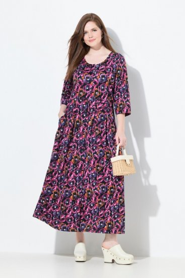 Ulla Popken 841219 Geblümtes Maxikleid Dunkellila - Maxikleider - Maxikleider in großen Größen