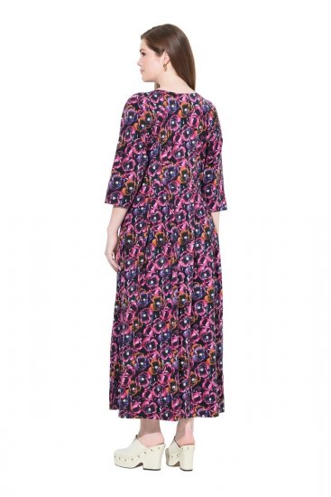 Ulla Popken 841219 Geblümtes Maxikleid Dunkellila - Maxikleider - Maxikleider in großen Größen