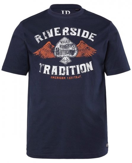 JP1880 T-Shirt Short Sleeve Chest Print Navy - Herren-T-shirts - Herren-T-Shirts in großen Größen