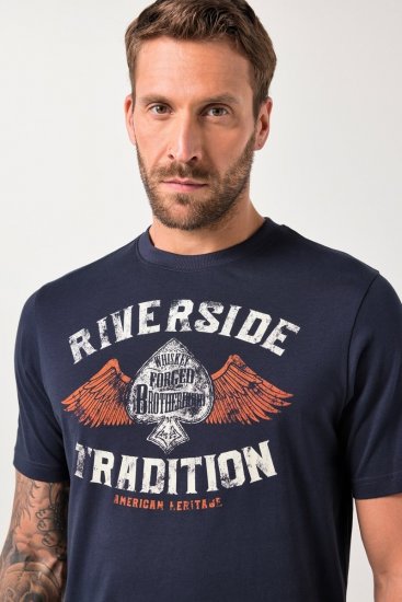 JP1880 T-Shirt Short Sleeve Chest Print Navy - Herren-T-shirts - Herren-T-Shirts in großen Größen