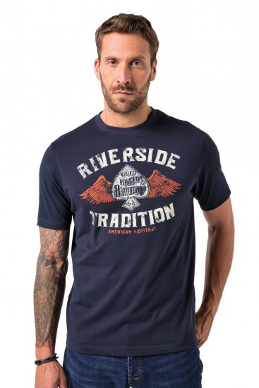 JP1880 T-Shirt Short Sleeve Chest Print Navy - Herren-T-shirts - Herren-T-Shirts in großen Größen