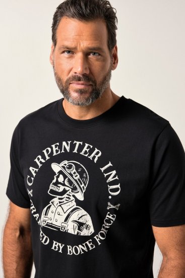 JP1880 T-Shirt Chest Print Bone Force Black - Herren-T-shirts - Herren-T-Shirts in großen Größen