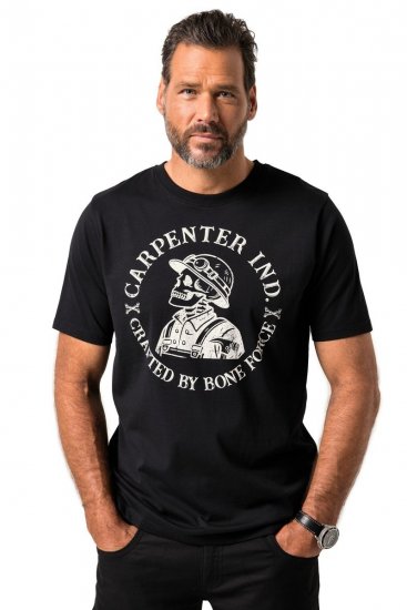 JP1880 T-Shirt Chest Print Bone Force Black - Herren-T-shirts - Herren-T-Shirts in großen Größen