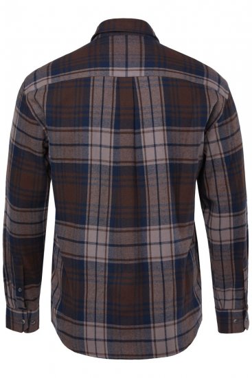 JP1880 Shirt Flannel Long Sleeve Dark Brown - Herrenhemden - Herrenhemden in großen Größen