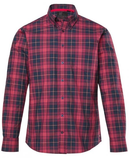 JP1880 Checked Shirt Long Sleeve Red - Herrenhemden - Herrenhemden in großen Größen