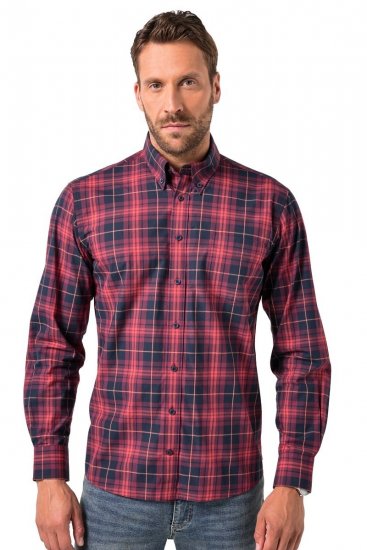 JP1880 Checked Shirt Long Sleeve Red - Herrenhemden - Herrenhemden in großen Größen