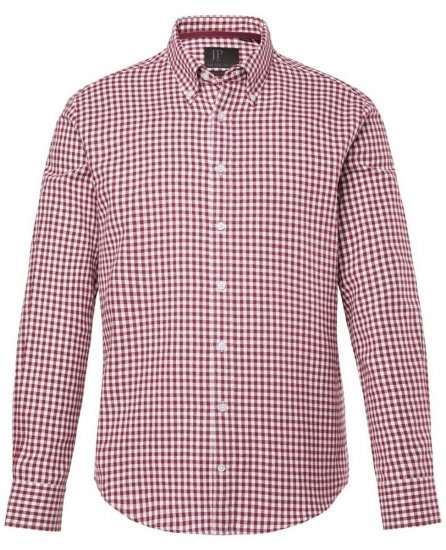 JP1880 Checked Flannel Shirt Long Sleeve Light Red - Herrenhemden - Herrenhemden in großen Größen