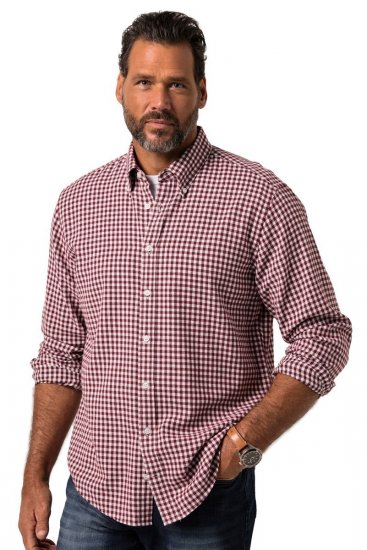 JP1880 Checked Flannel Shirt Long Sleeve Light Red - Herrenhemden - Herrenhemden in großen Größen
