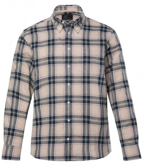 JP1880 Checked Flannel Shirt Long Sleeve Dark Dusty Pink - Herrenhemden - Herrenhemden in großen Größen