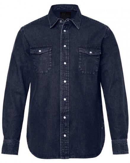 JP1880 Denim Shirt Flexnamic Long Sleeve Navy - Herrenhemden - Herrenhemden in großen Größen