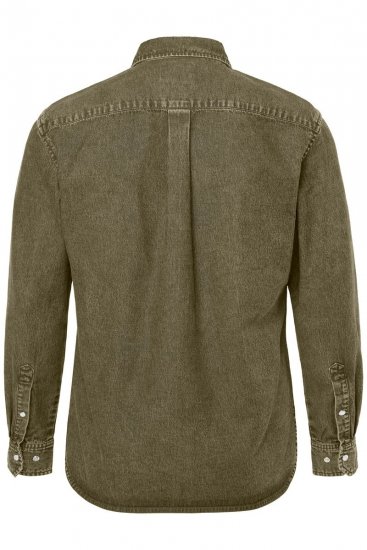 JP1880 Denim Shirt Long Sleeve Olive Green - Herrenhemden - Herrenhemden in großen Größen