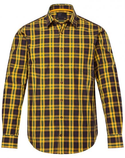 JP1880 Checked Shirt Long Sleeve Kent Collar Curry - Herrenhemden - Herrenhemden in großen Größen