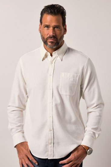 JP1880 Checked Flannel Shirt Long Sleeve Creamy White - Herrenhemden - Herrenhemden in großen Größen