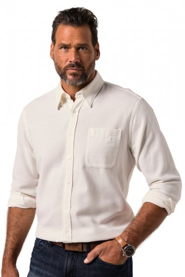 JP1880 Checked Flannel Shirt Long Sleeve Creamy White - Herrenhemden - Herrenhemden in großen Größen