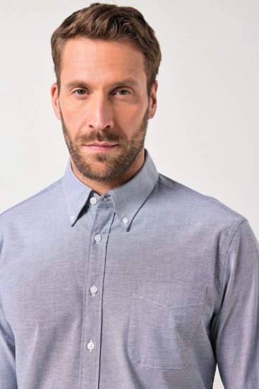 JP1880 Oxford Shirt Long Sleeve Denim Blue - Herrenhemden - Herrenhemden in großen Größen