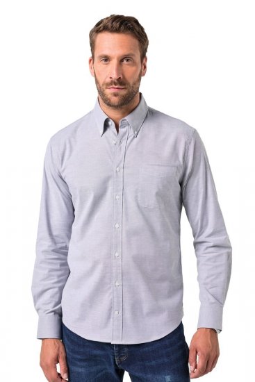 JP1880 Oxford Shirt Flexnamic Long Sleeve Grey - Herrenhemden - Herrenhemden in großen Größen
