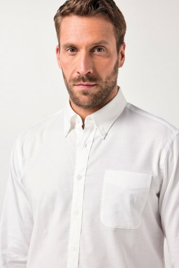 JP1880 Oxford Shirt Flexnamic Long Sleeve Snow White - Herrenhemden - Herrenhemden in großen Größen