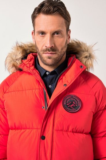 JP1880 Parka Quilted Faux Fur Hood Red - Herren jacken - Herren Jacken in großen Größen