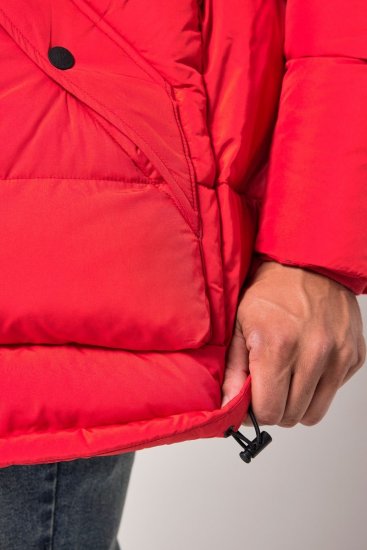 JP1880 Parka Quilted Faux Fur Hood Red - Herren jacken - Herren Jacken in großen Größen