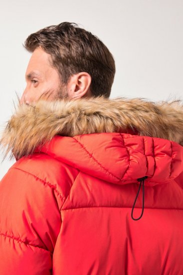 JP1880 Parka Quilted Faux Fur Hood Red - Herren jacken - Herren Jacken in großen Größen