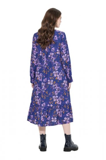Ulla Popken 841873 Geblümtes Midikleid Dunkelblau - Midikleider - Midikleider für Damen in großen Größen