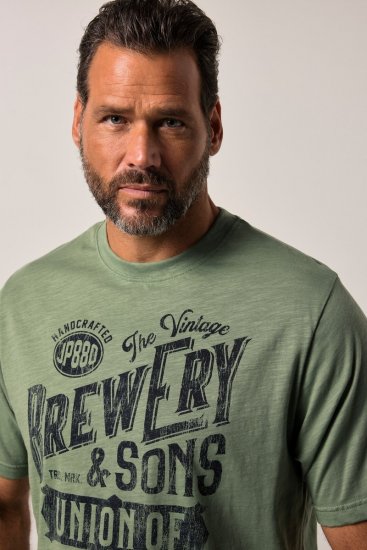 JP1880 T-Shirt Short Sleeve Chest Print Eucalyptus Green - Herren-T-shirts - Herren-T-Shirts in großen Größen