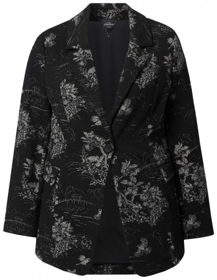 Ulla Popken 841901 Gemusterter Blazer Schwarz - Blazer - Blazer in großen Größen für Damen