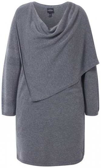 Ulla Popken 841941 Langärmliges Strickkleid Grau meliert - Strickkleider - 