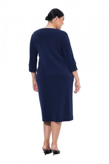 Ulla Popken 841952 Sweatkleid mit V-Ausschnitt Dunkelblau - Kleider - Kleider für alle Größen