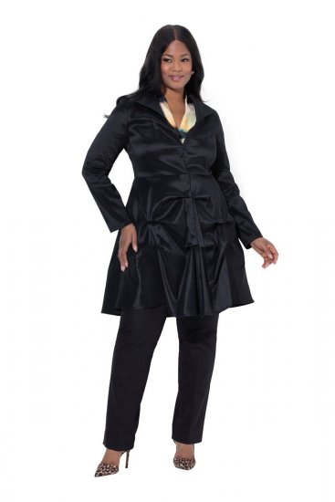 Ulla Popken 842028 Schößchenblazer mit Falten Schwarz - Blazer - Blazer in großen Größen für Damen