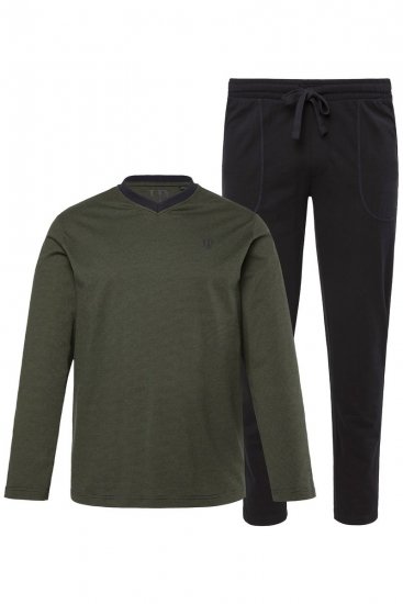 JP1880 Pyjamas Two-piece Striped Dark Green - Herrenunterwäsche & bademode - Herrenunterwäsche & Bademode in großen Größen