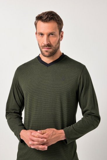 JP1880 Pyjamas Two-piece Striped Dark Green - Herrenunterwäsche & bademode - Herrenunterwäsche & Bademode in großen Größen