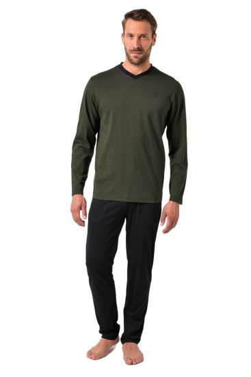 JP1880 Pyjamas Two-piece Striped Dark Green - Herrenunterwäsche & bademode - Herrenunterwäsche & Bademode in großen Größen