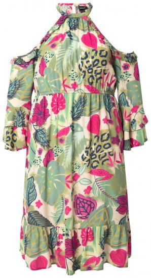Ulla Popken 842471 Kleid in A-Linie mit 3/4-Ärmeln Champagner - Kleider - Kleider für alle Größen
