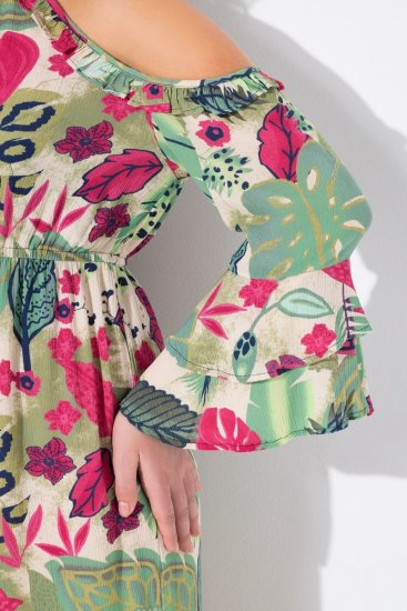 Ulla Popken 842471 Kleid in A-Linie mit 3/4-Ärmeln Champagner - Kleider - Kleider für alle Größen