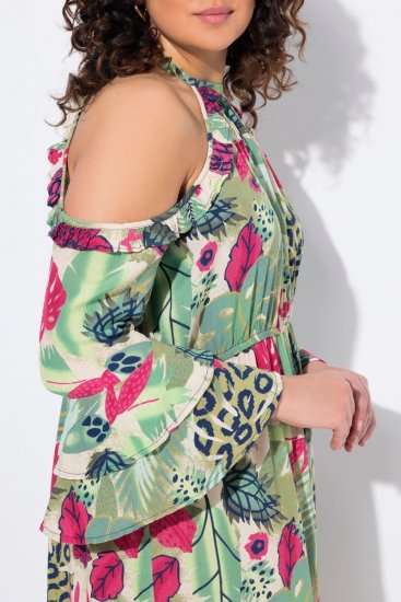 Ulla Popken 842471 Kleid in A-Linie mit 3/4-Ärmeln Champagner - Kleider - Kleider für alle Größen
