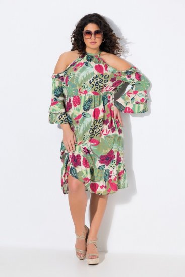 Ulla Popken 842471 Kleid in A-Linie mit 3/4-Ärmeln Champagner - Kleider - Kleider für alle Größen