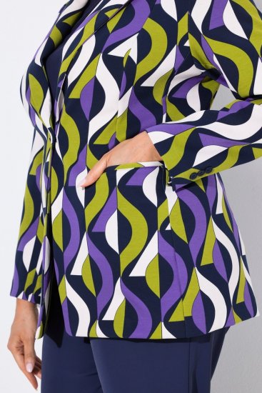 Ulla Popken 842680 Gemusterter Jerseyblazer aus Punto di Roma Dunkelblau - Blazer - Blazer in großen Größen für Damen