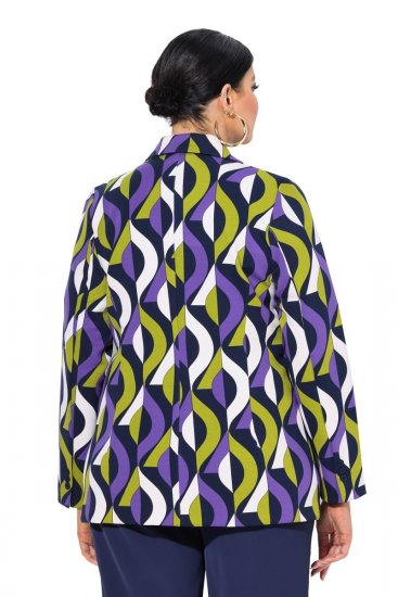 Ulla Popken 842680 Gemusterter Jerseyblazer aus Punto di Roma Dunkelblau - Blazer - Blazer in großen Größen für Damen