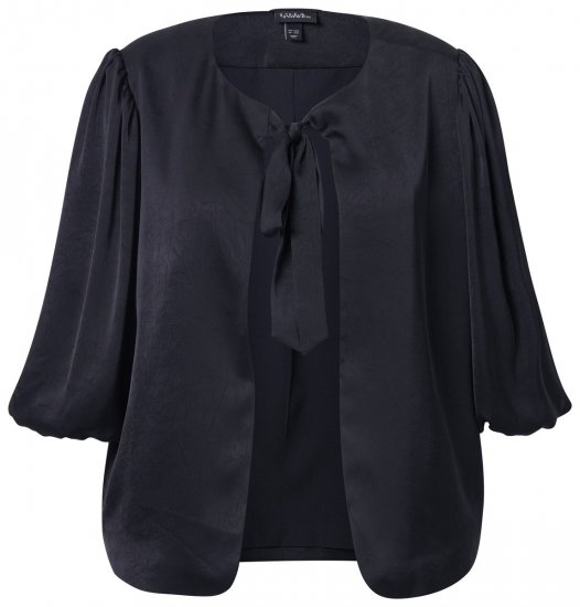 Ulla Popken 842712 Kurzer Blazer zum Binden mit Volantärmeln Schwarz - Blazer - Blazer in großen Größen für Damen