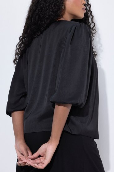 Ulla Popken 842712 Kurzer Blazer zum Binden mit Volantärmeln Schwarz - Blazer - Blazer in großen Größen für Damen