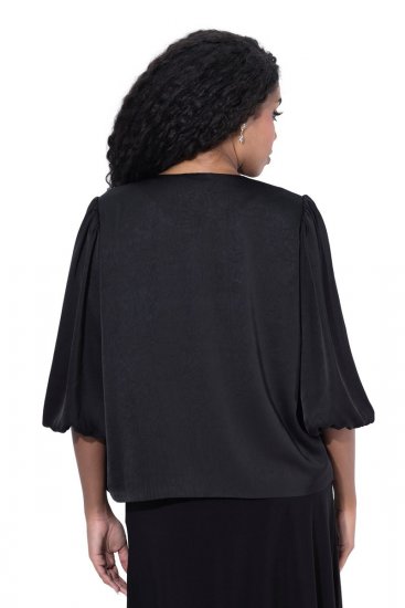 Ulla Popken 842712 Kurzer Blazer zum Binden mit Volantärmeln Schwarz - Blazer - Blazer in großen Größen für Damen