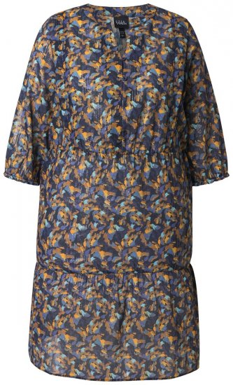Ulla Popken 842936 Gestreiftes Kleid mit 3/4-Ärmeln Dunkelblau - Abendkleider - Abendkleider in großen Größen