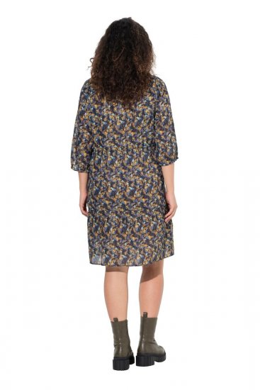 Ulla Popken 842936 Gestreiftes Kleid mit 3/4-Ärmeln Dunkelblau - Abendkleider - Abendkleider in großen Größen