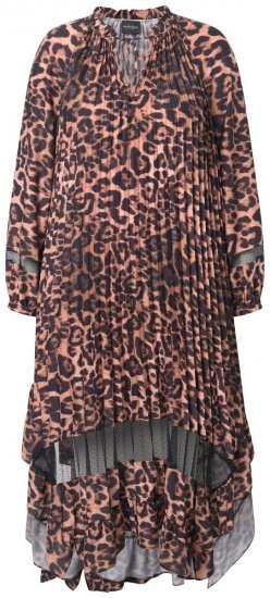 Ulla Popken 842979 Kleid mit Animal-Print Braun - Midikleider - Midikleider für Damen in großen Größen