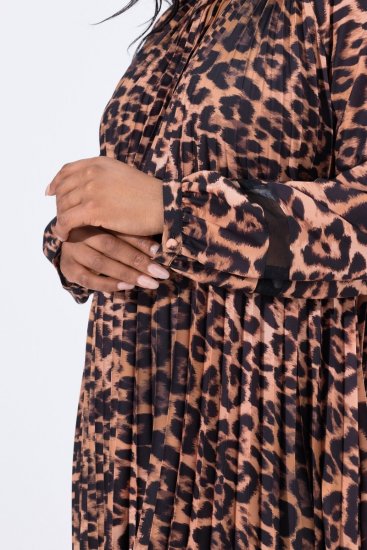 Ulla Popken 842979 Kleid mit Animal-Print Braun - Midikleider - Midikleider für Damen in großen Größen